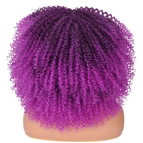 Kinky Curly Wigs With Bangs - Picture 4 of 5